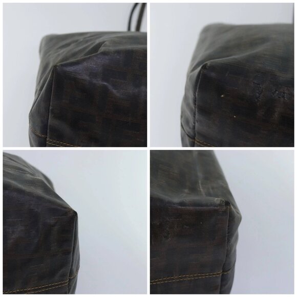 FENDI Zucca Canvas Tote Bag Brown Black Auth yk14952 - Picture 14 of 16